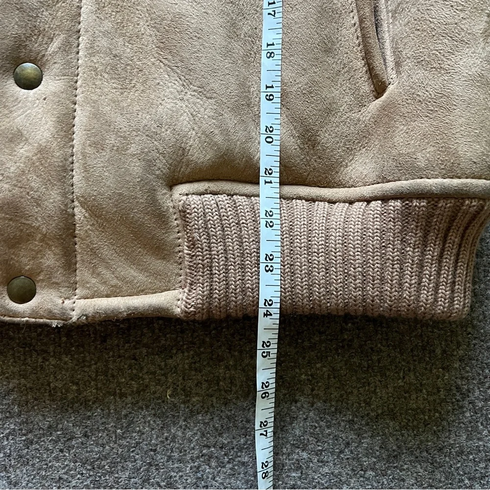 Vintage Overland Sheepskin Co. Suede Leather Collared Vest Fur Lined Made In USA_9
